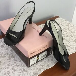 Bandolino Black Slingback Open-Toe Heels